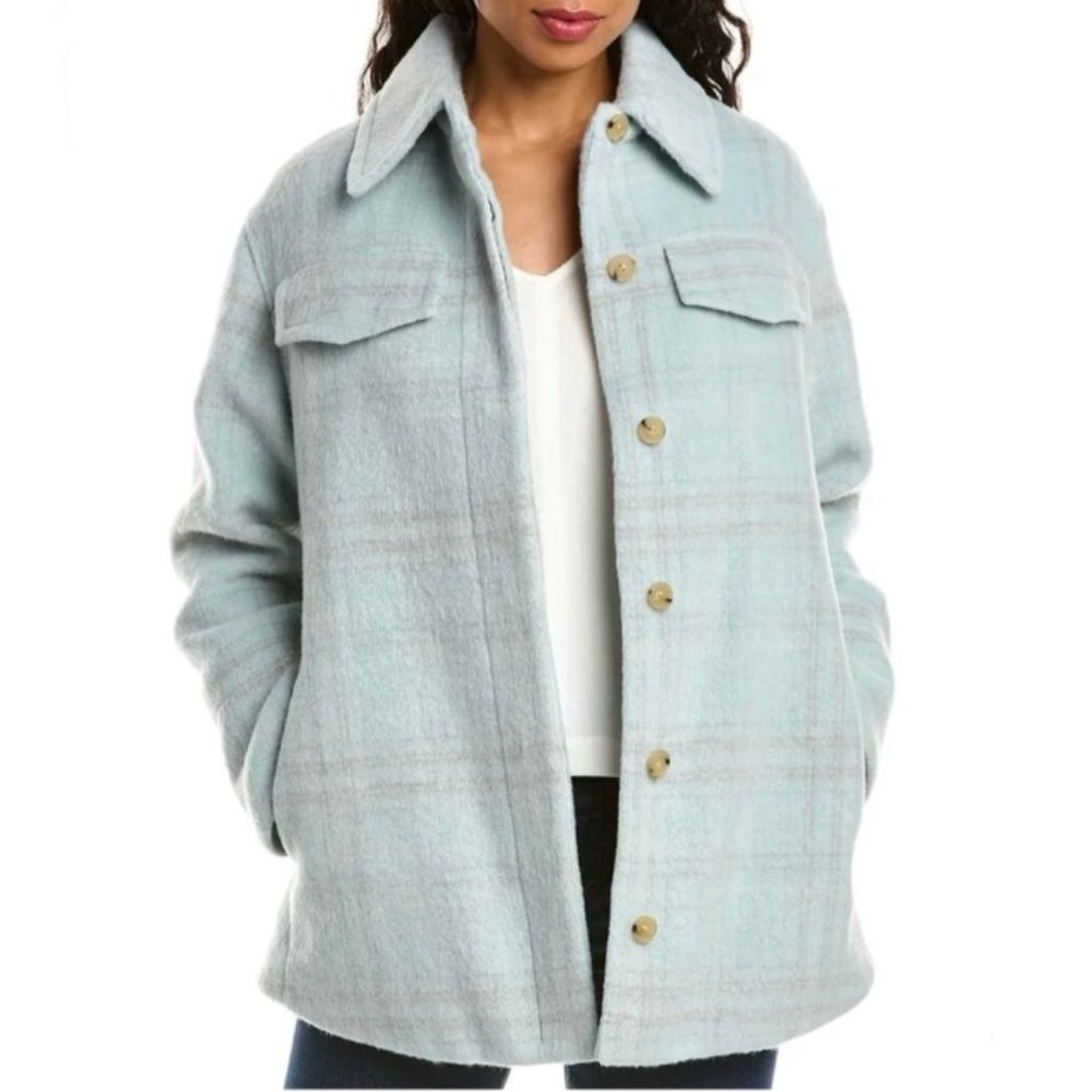 Vince Blue Plaid Shirt Jacket
